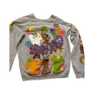 Scooby Doo Sweatshirt Gray Long Sleeve Graphic Cartoon unisex Pullover XS (xch)